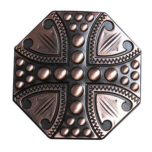 Western Screw Back Concho 1.5 In Copper Plated Cross Sign Saddle Cowgirl